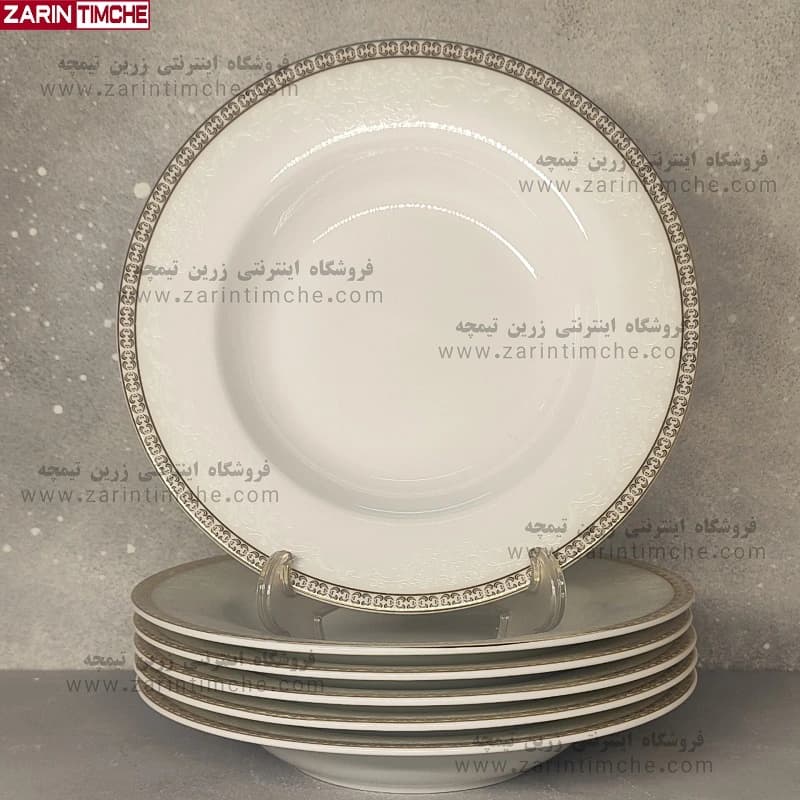 بشقاب خورشت خوری چینی زرین مدل ریوا طلایی — تصویر ۵