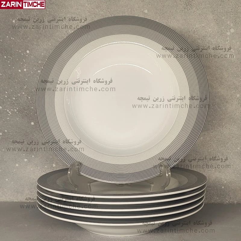 بشقاب خورشت خوری چینی زرین مدل سیلورلاینر — تصویر ۴