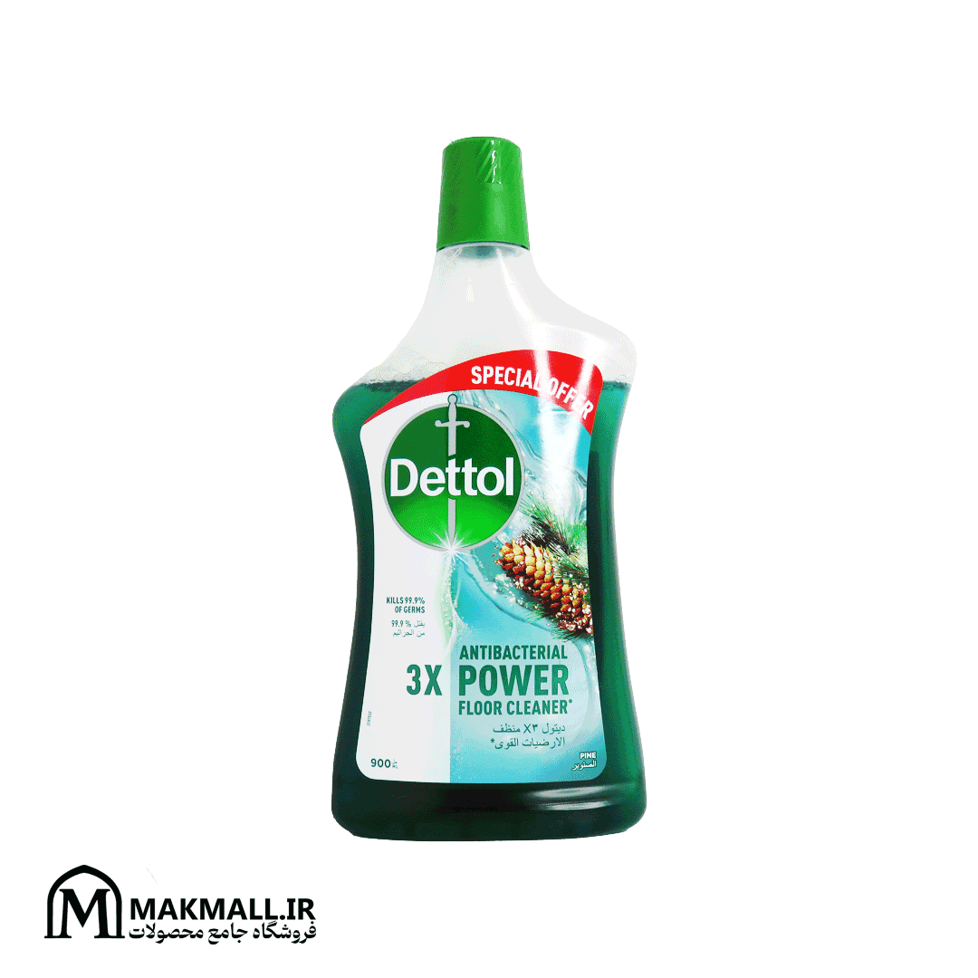 مایع ضدعفونیکننده و تمیزکننده سطوح دتول رایحه کاج 900 میلیلیتر | Dettol Antibacterial Power Floor Cleaner Pine 900ml