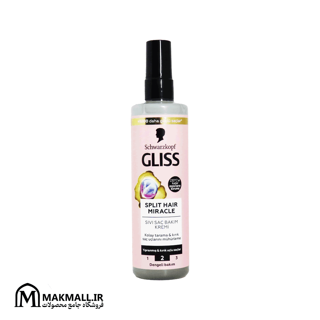 اسپری دو فاز گلیس Split Hair Miracle مخصوص موخوره و موهای آسیبدیده 200 میل | Schwarzkopf Gliss Split Hair Miracle Leave-in Conditioner 200ml — تصویر ۳