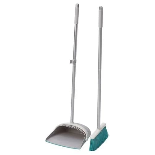 ست جارو و خاک‌انداز ایکیا PEPPRIG، فیروزه ای/خاکستری