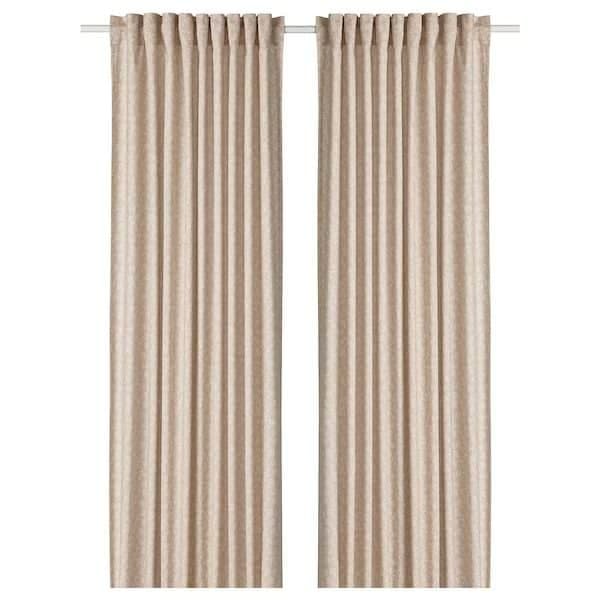 1 جفت پرده گلدار ایکیا TRYSTAVMAL بژ/سفید، 145×300 سانتی‌متر