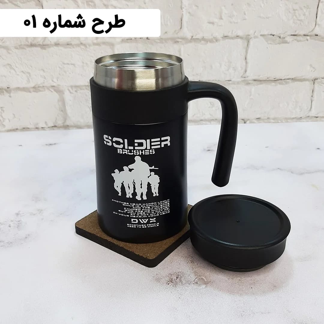 فلاسک ارتشی 520 میلی مشکی — تصویر ۵