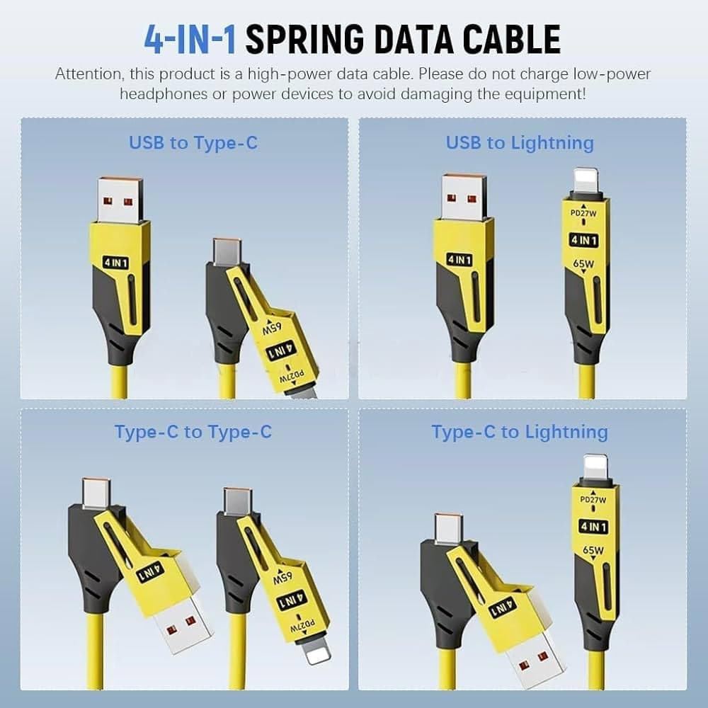 کابل فست شارژ چند کاره مدل SPRING DATA CABLE 4-IN-1 — تصویر ۹