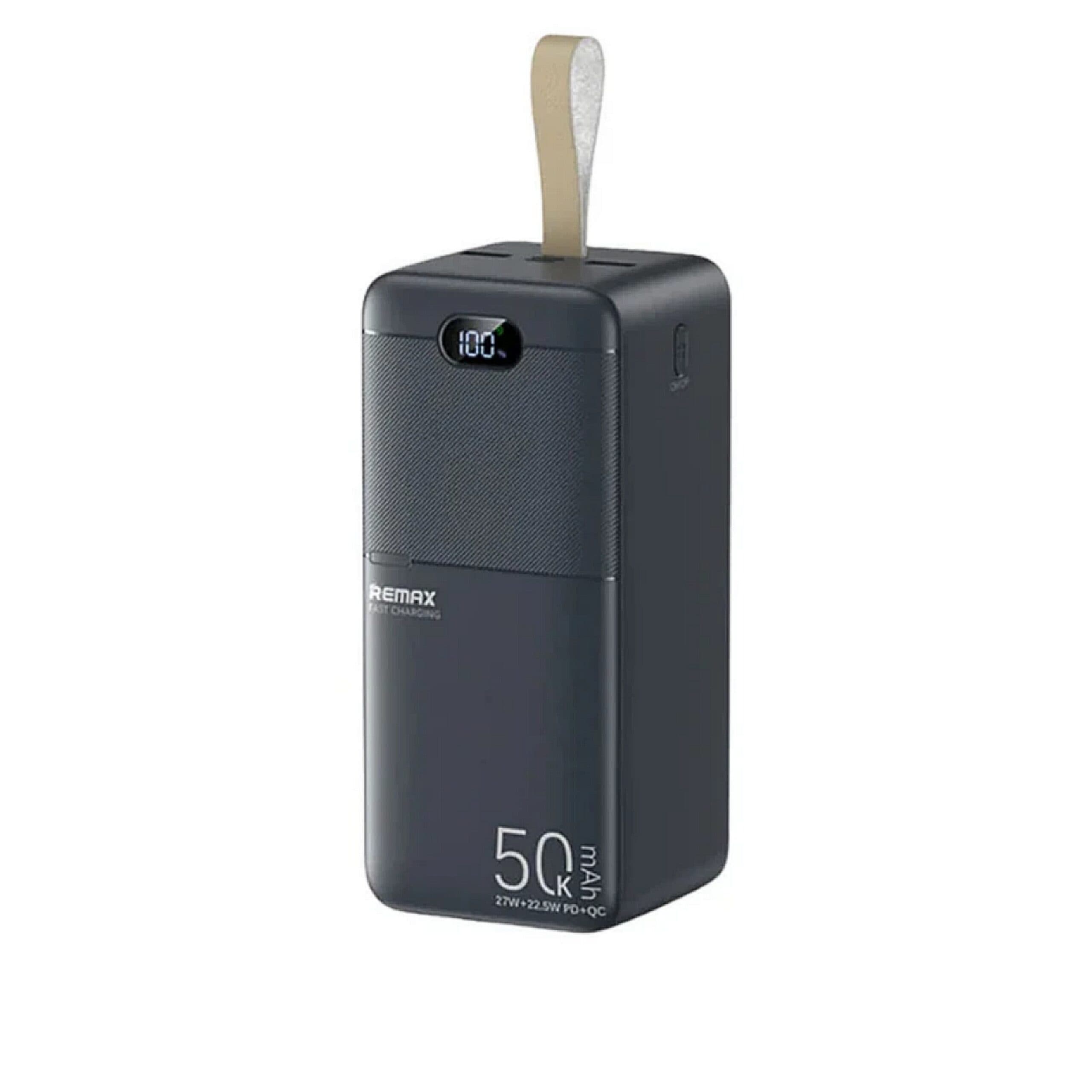 پاوربانک ریمکس RPP-117 ظرفیت ۵۰۰۰۰ میلی‌آمپر ساعت با شارژ سریع PD+QC و نمایشگر LED