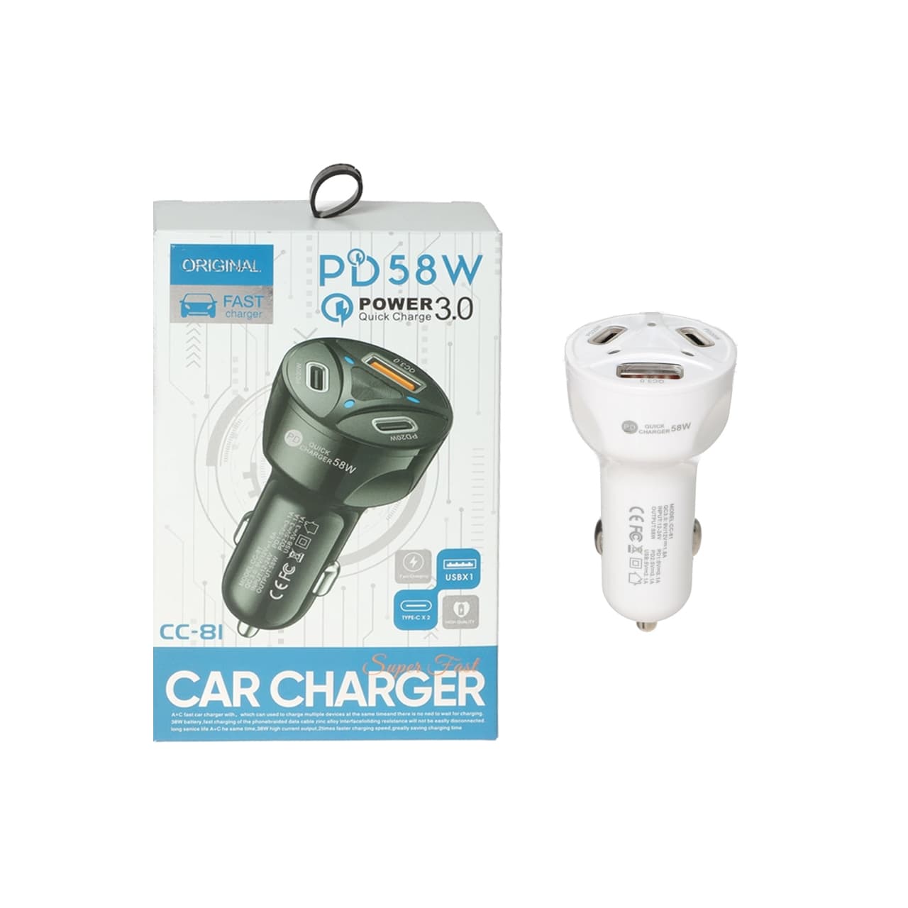 شارژر فندکی PD و فست سه پورت مدل CC-81 58W — تصویر ۵
