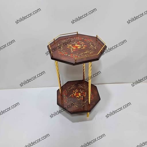 میز چوبی تلفن و آباژور 2 طبقه هشت ضلعی — تصویر ۴
