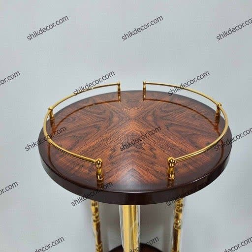 میز چوبی تلفن و آباژور 2 طبقه گرد ساده — تصویر ۷