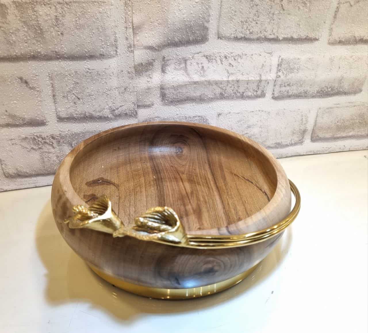 سرویس پذیرایی چوبی برنجی گل لیلیوم کد wood-liliom00 — تصویر ۳