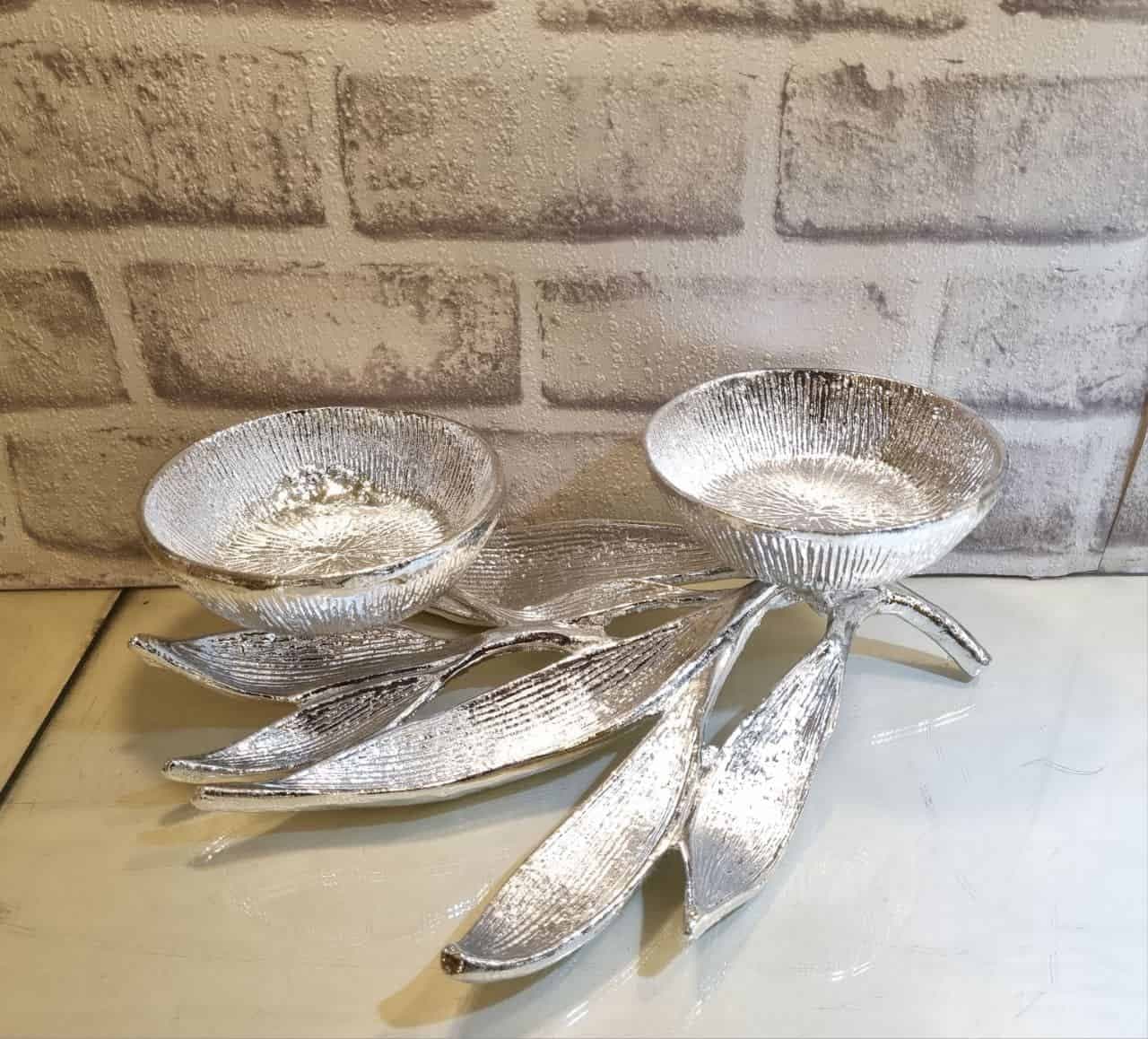سرویس پذیرایی آلومنیومی طرح برگ نقره ای براق 7 پارچه کد BRGN00 — تصویر ۴