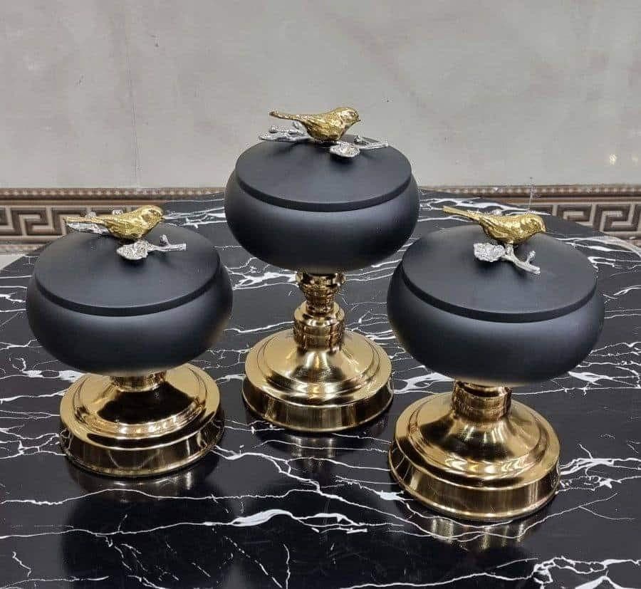 کندی سه سایز مشکی درب دار کد 1342 — تصویر ۲