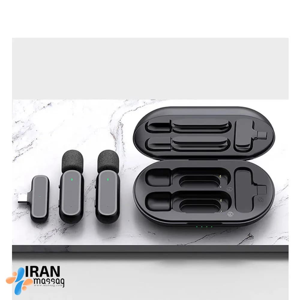 میکروفن یقه ای بی سیم مدل k61-2 | با فناوری حذف نویز هوشمند — تصویر ۷