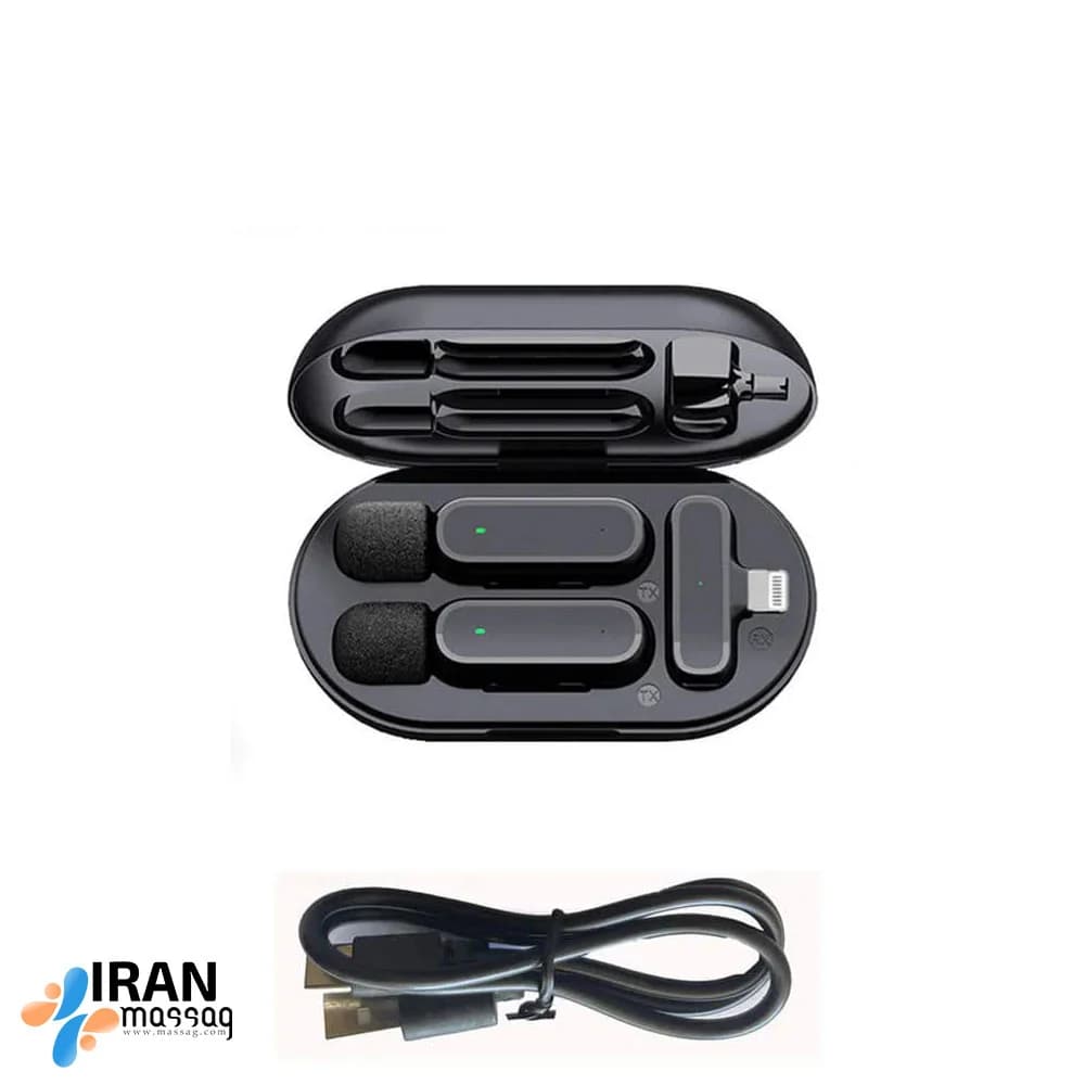 میکروفن یقه ای بی سیم مدل k61-2 | با فناوری حذف نویز هوشمند — تصویر ۶