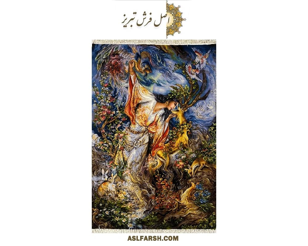تابلو فرش مینیاتور بوسه بر آهو — تصویر ۵