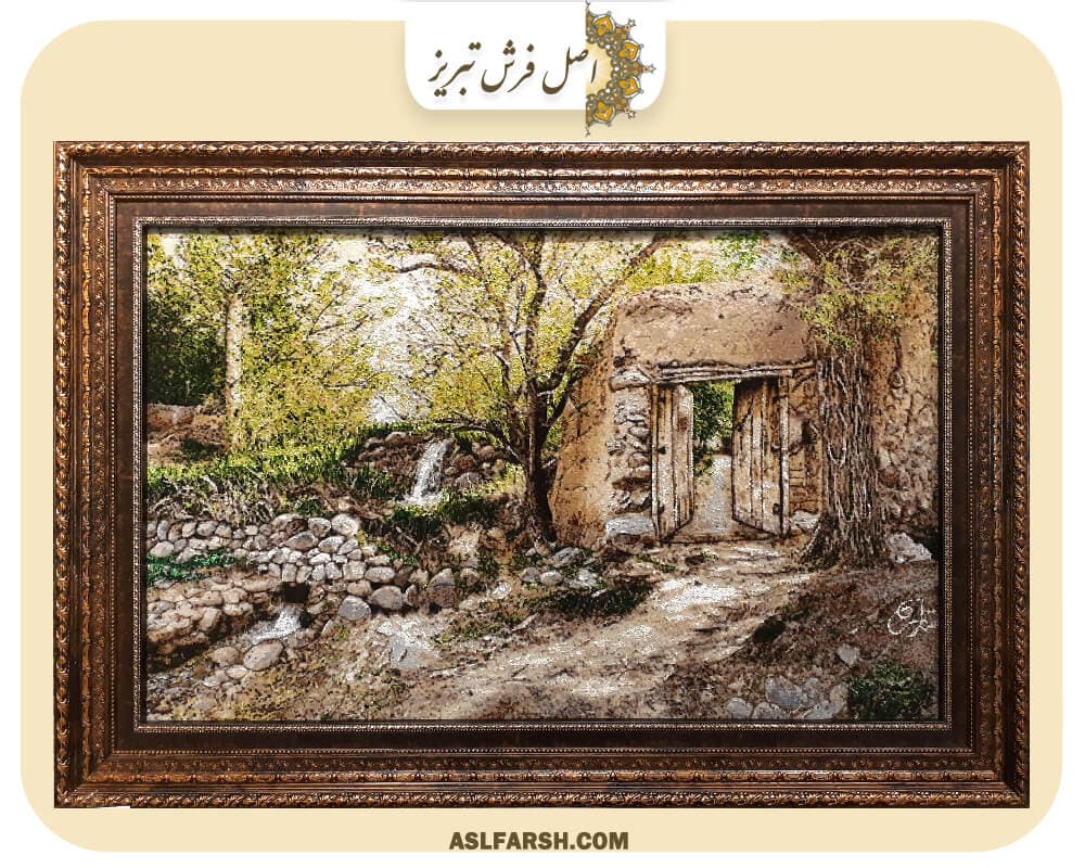 تابلو فرش دستباف منظره کوچه باغ