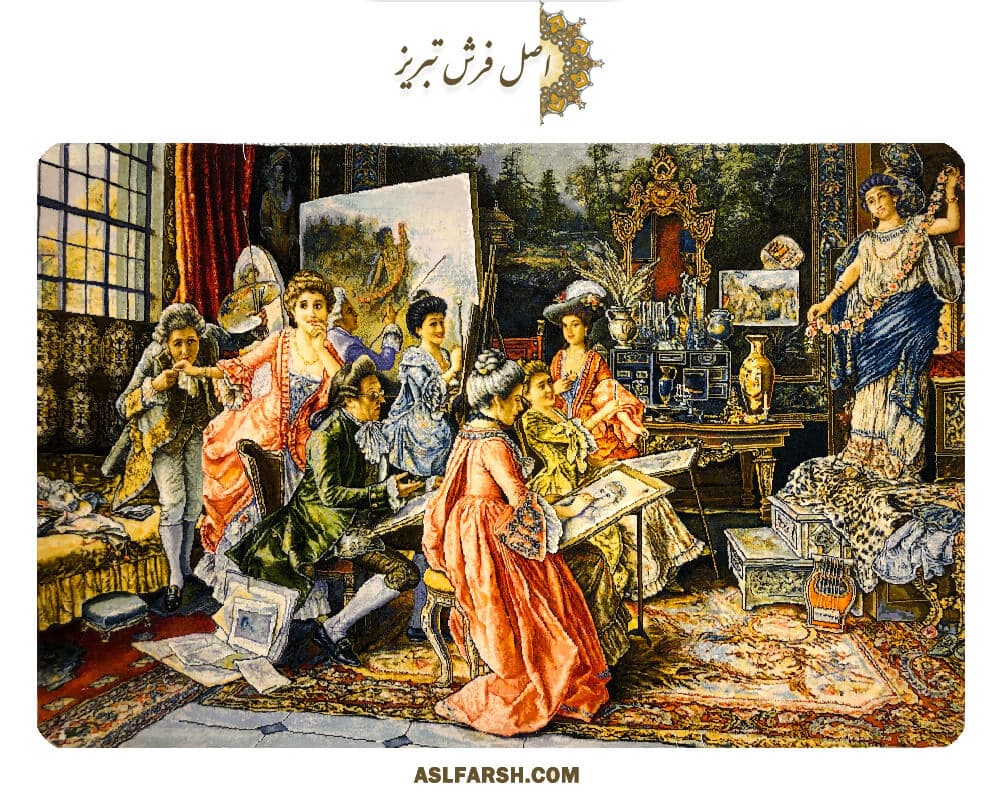 تابلو فرش دستباف کلاس نقاشی — تصویر ۵