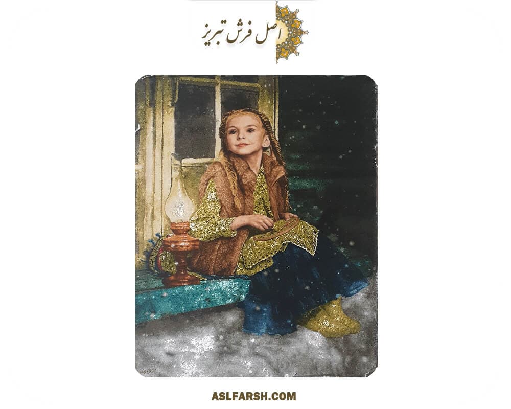 تابلو فرش دختر فانوس — تصویر ۲