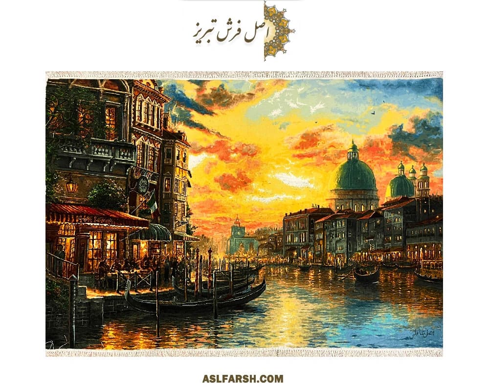 تابلو فرش دستباف غروب ونیز ایتالیا — تصویر ۵