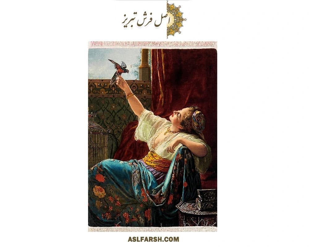 تابلو فرش دستباف طرح دختر شرقی — تصویر ۵