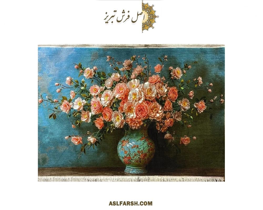 تابلو فرش دستباف سبد گل رز — تصویر ۵