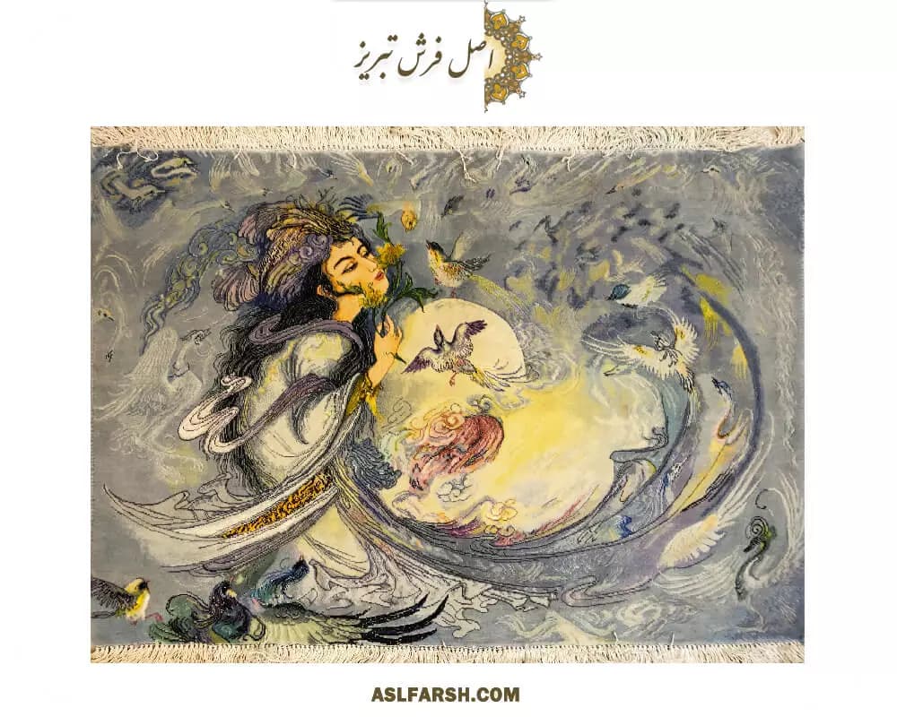 تابلو فرش دستباف مینیاتوری نفسی در هوای محبت — تصویر ۵