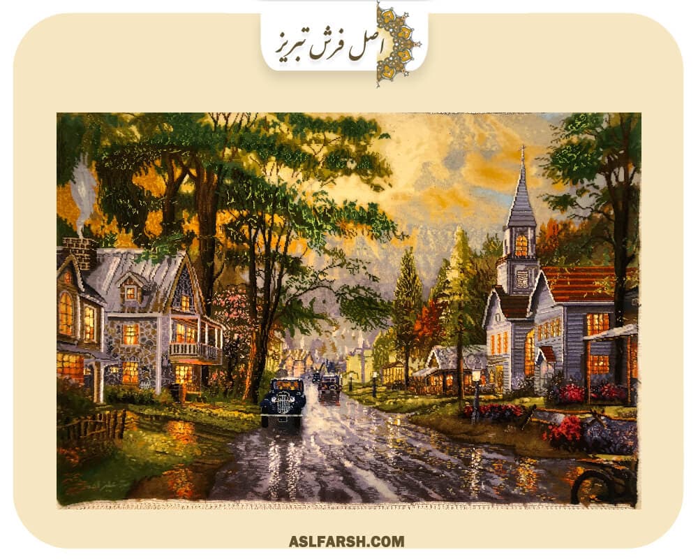 تابلو فرش دستباف منظره خیابان نیویورک