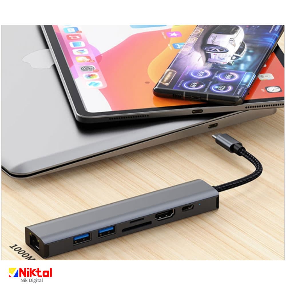 تبدیل و هاب 7 پورت USB-C/Type-C مدل BYL-2303 — تصویر ۸