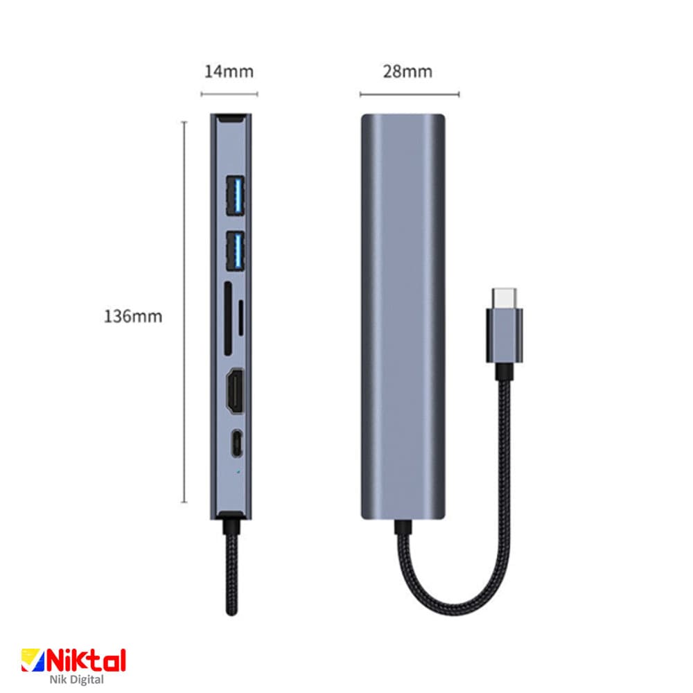 تبدیل و هاب 7 پورت USB-C/Type-C مدل BYL-2303 — تصویر ۴