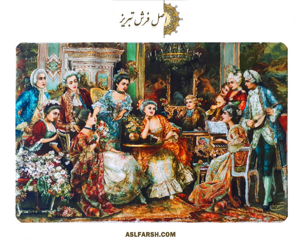 تابلو فرش دستباف پیانوزن — تصویر ۴