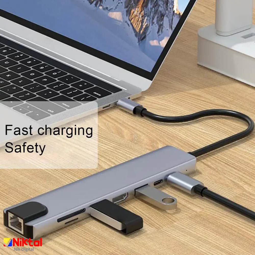 تبدیل و هاب 8 پورت USB Type-C مدل BYL-2017L — تصویر ۷