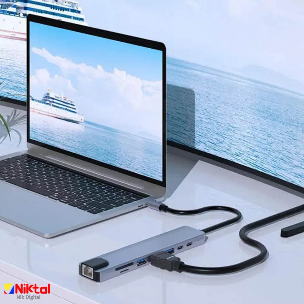 تبدیل و هاب 8 پورت USB Type-C مدل BYL-2017L — تصویر ۶
