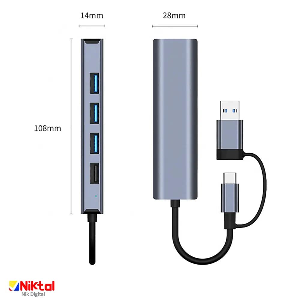 هاب 5 پورت Type-c/ USB-Cمدل BYL-2208 — تصویر ۷