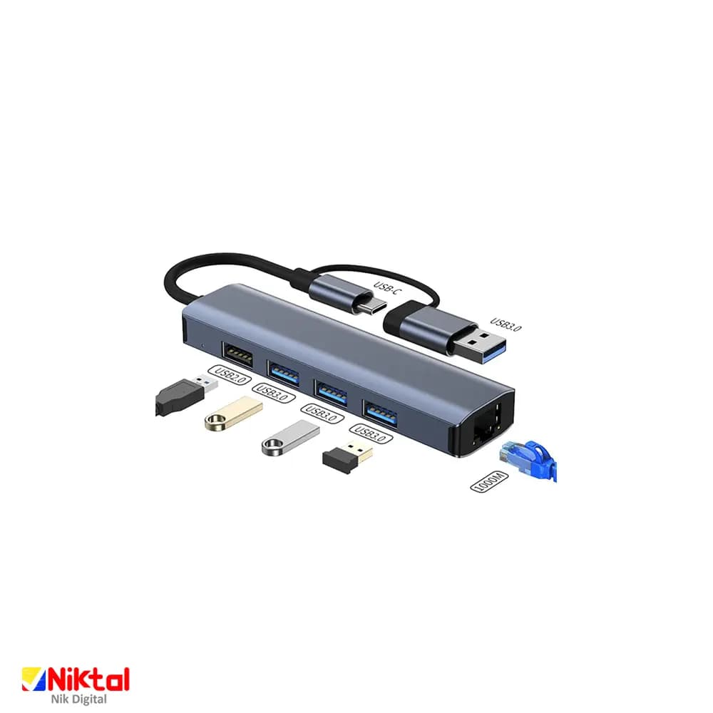 هاب 5 پورت Type-c/ USB-Cمدل BYL-2208 — تصویر ۲