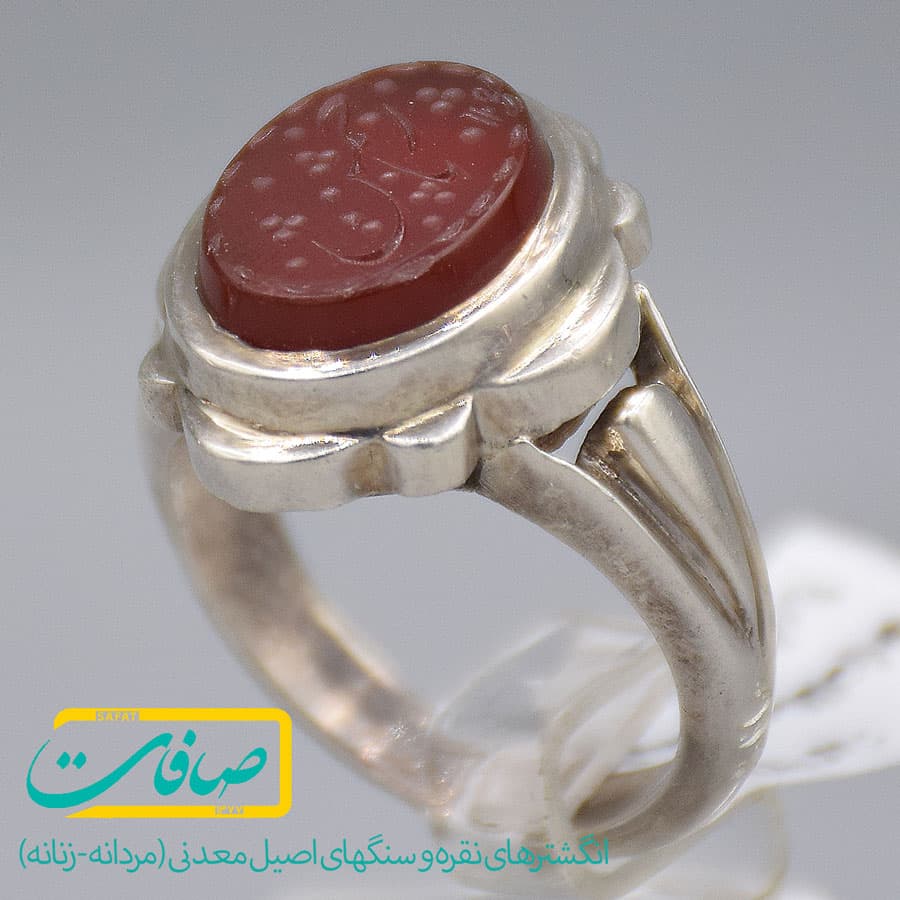 انگشتر عقیق یمنی خطی “یا رحمان” مردانه «کد 3444»