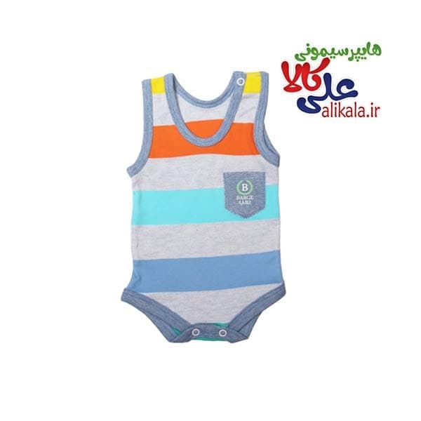 پیراهن رکابی زیردکمه دار مدل راه راه برند برگ سبز