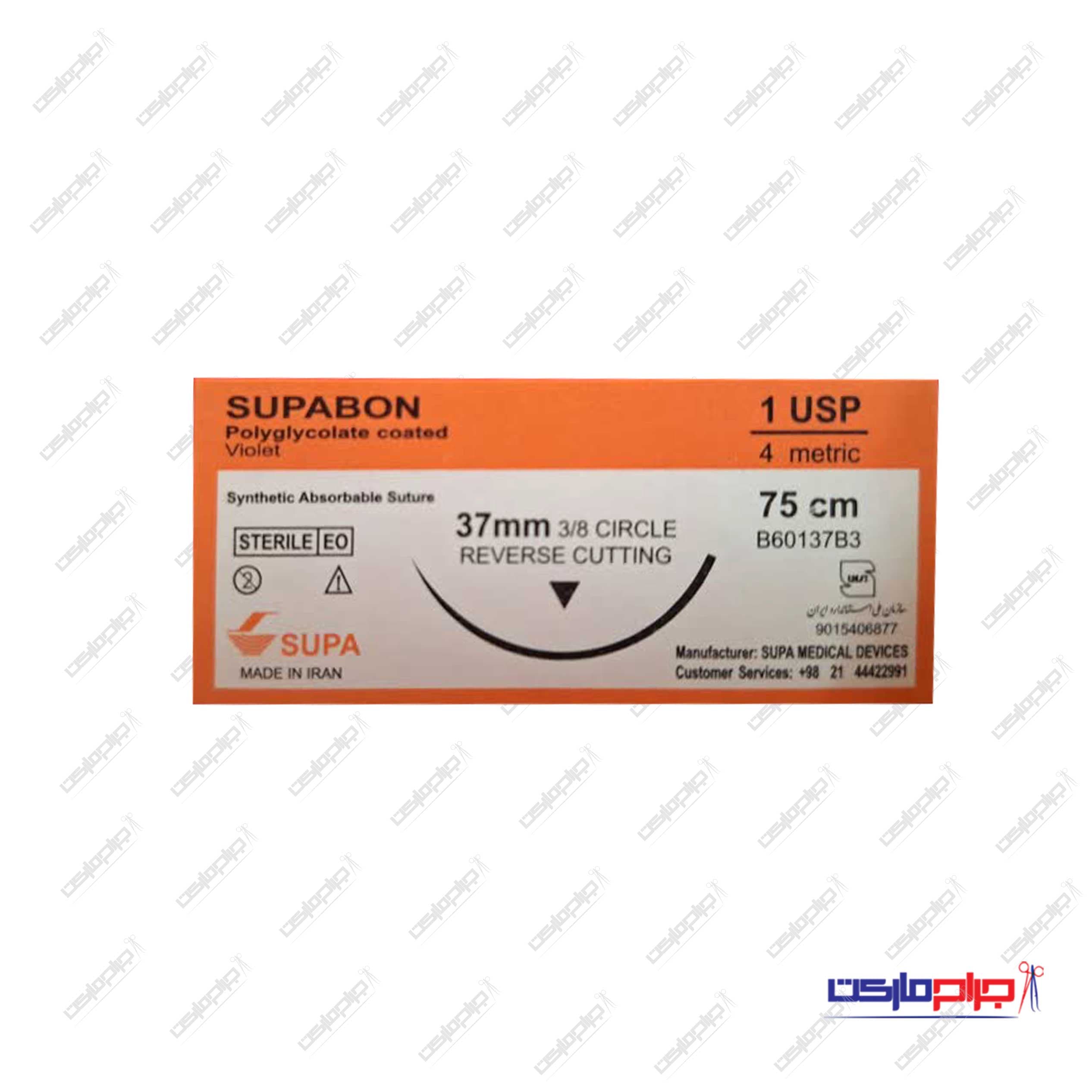 نخ بخیه ویکریل 1 کات سوزن 37۹