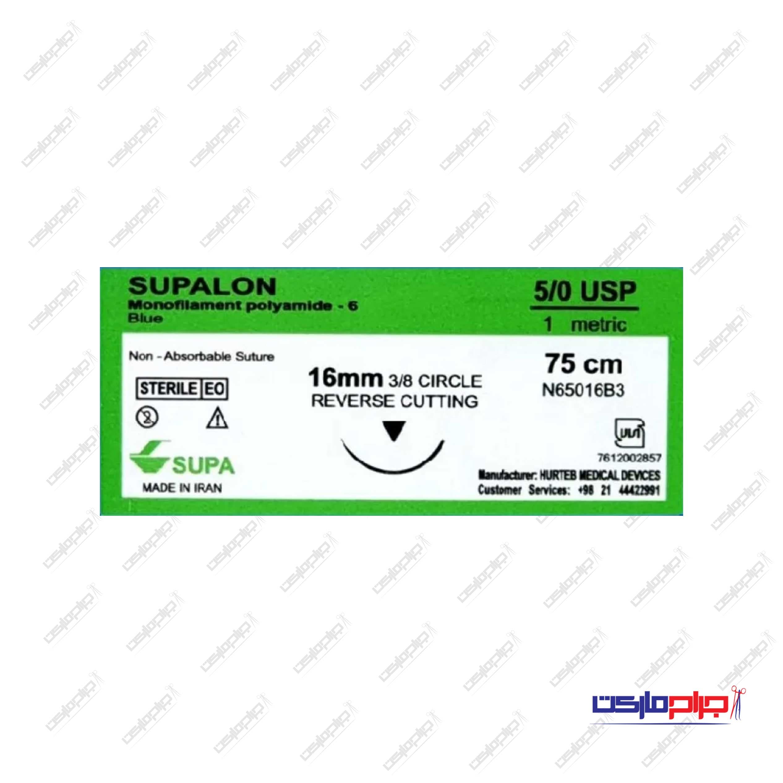 نخ بخیه نایلون 5.0 ریورس کات 16