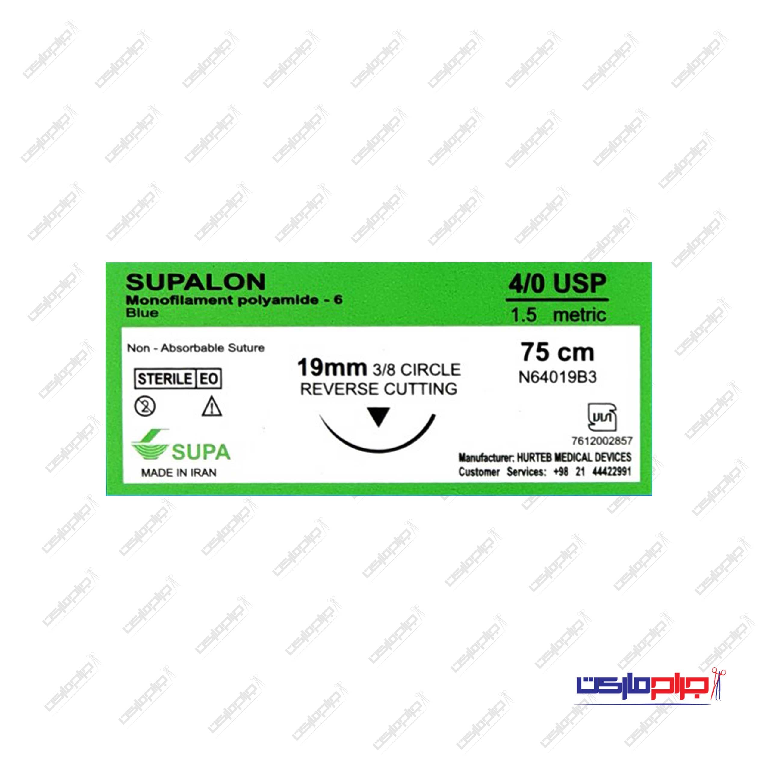 نخ بخیه نایلون 4.0 ریورس کات 19
