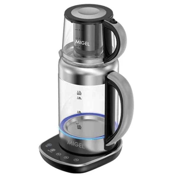 چای‌ساز شیشه‌ای میگل مدل GTS 230 با ظرفیت کتری 1.7 لیتر و قوری 0.8 لیتر