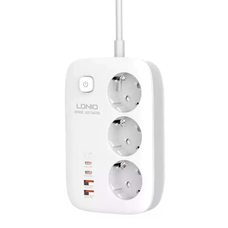 چند راهی 3 خانه برق ارت دار الدینیو SE3436 با کابل 2 متری + شارژر USB و Type-C — تصویر ۲