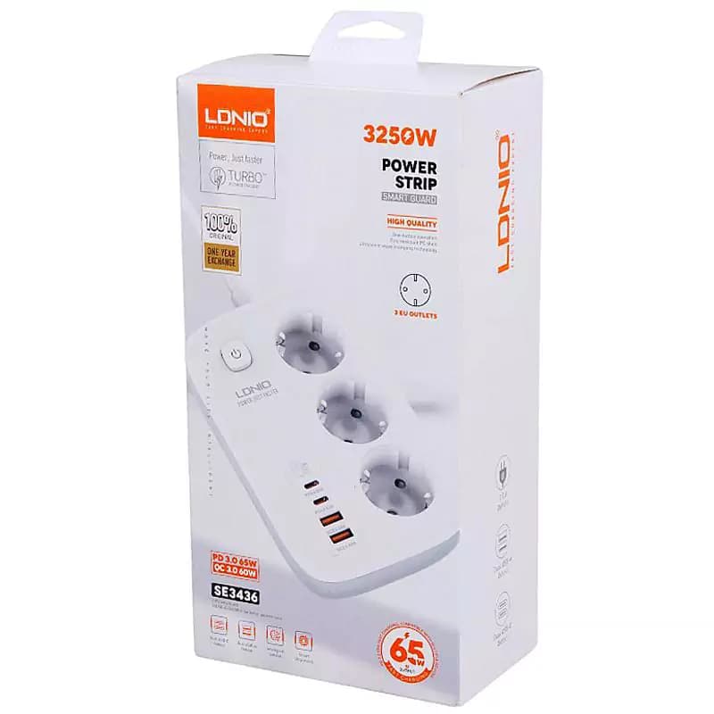 چند راهی 3 خانه برق ارت دار الدینیو SE3436 با کابل 2 متری + شارژر USB و Type-C — تصویر ۶