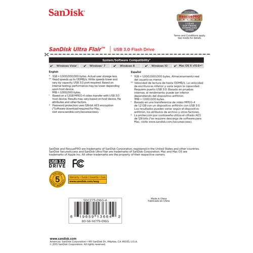 فلش مموری سن دیسک مدل sandisk 16gb usb 3.0 ultra flair — تصویر ۴