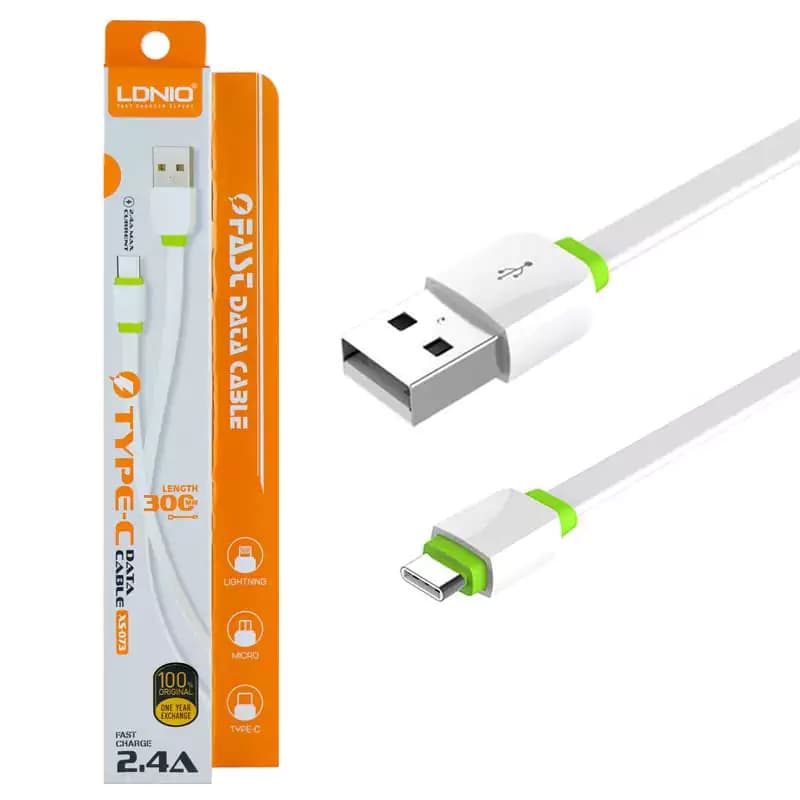 کابل تبدیل USB به Type-C الدینیو XS-073 طول ۳۰ سانتی متر — تصویر ۳