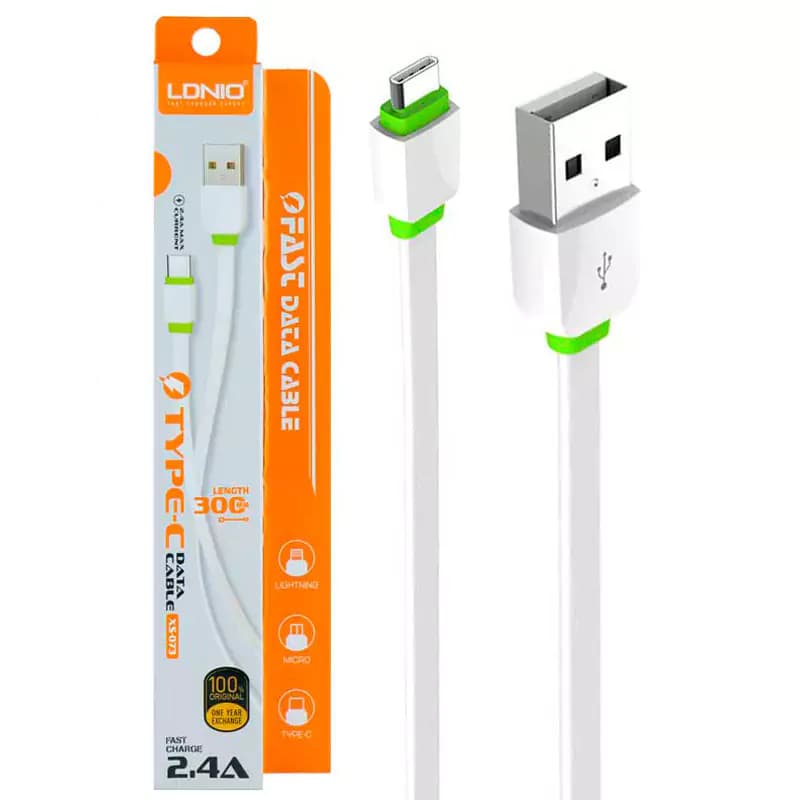کابل تبدیل USB به Type-C الدینیو XS-073 طول ۳۰ سانتی متر