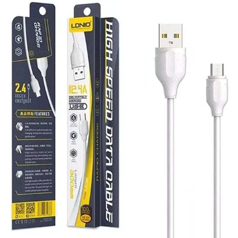 کابل میکرو یو اس بی LDNIO LS38 30cm — تصویر ۳