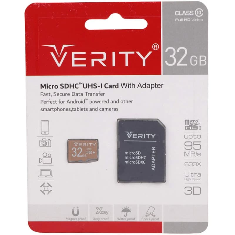 رم میکرو 32 گیگ وریتی Verity 633X U1 C10 95MB/s + خشاب — تصویر ۶