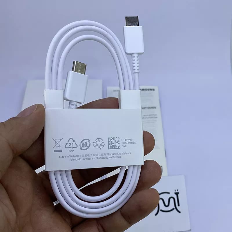 کابل سوپر فست 25 وات دو سر تایپ سی سرکارتنی سامسونگ + سوزن سیم کارت و جعبه A07 — تصویر ۱۰