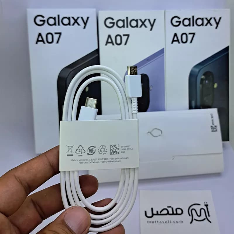 کابل سوپر فست 25 وات دو سر تایپ سی سرکارتنی سامسونگ + سوزن سیم کارت و جعبه A07 — تصویر ۲