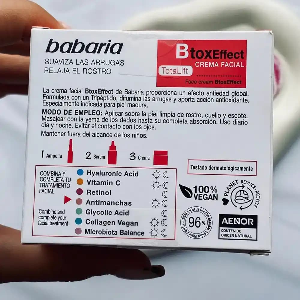 کرم لیفت و بوتاکس باباریا مدل (babaria total lift – Botox Effect ) 50 ML — تصویر ۴