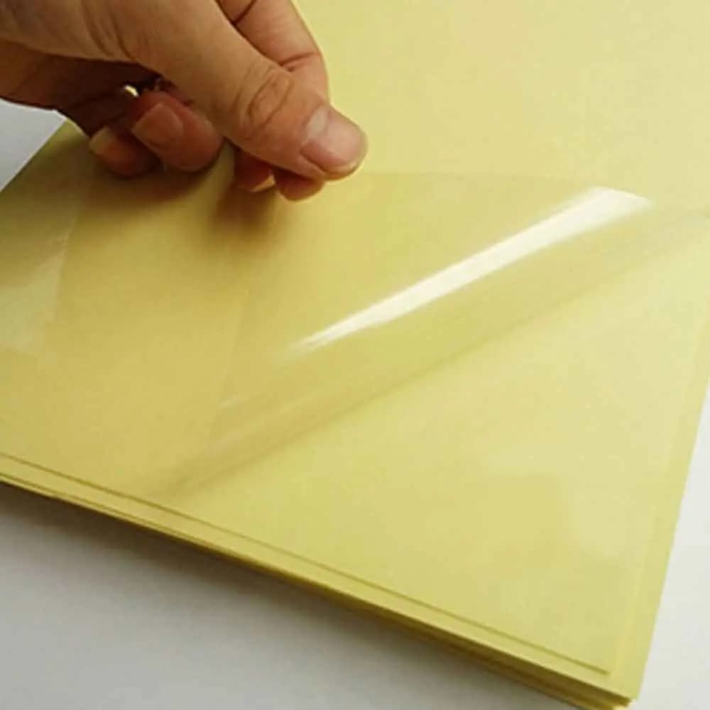 لیبل پشت چسب دار شیشه ای شفاف (لیبل ترنسپرنت PVC) سایز A4 بسته 100 برگی